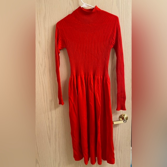 Uniqlo Dresses Uniqlo Red 3d Wool Dress Poshmark